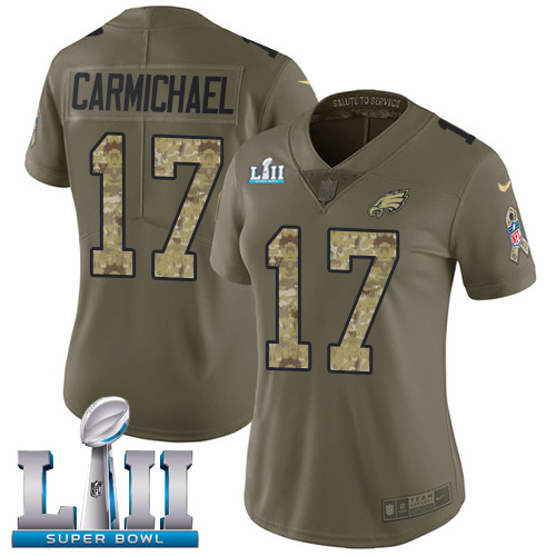 Philadelphia Eagles #17 Harold Carmichael Olive/Camo Super Bowl LII Women's Stitched Limited 2017 Salute to Service Jersey Womens cheap jerseys for sale - CheapJerseys.Shop