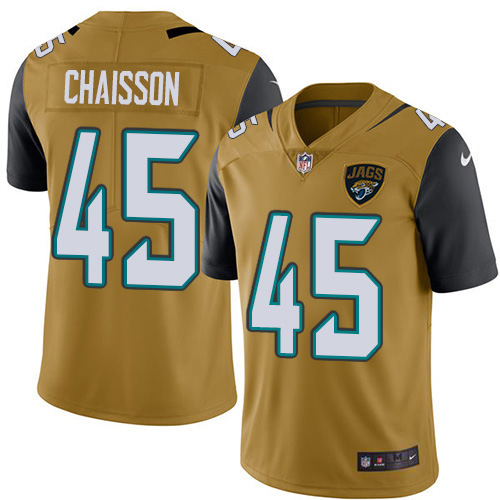 Jacksonville Jaguars #45 K'Lavon Chaisson Gold Men's Stitched Limited Rush Jersey Men's cheap jerseys for sale - CheapJerseys.Shop