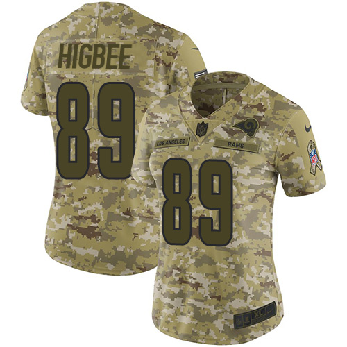 Los Angeles Rams #89 Tyler Higbee Camo Women's Stitched Limited 2018 Salute to Service Jersey Womens cheap jerseys for sale - CheapJerseys.Shop