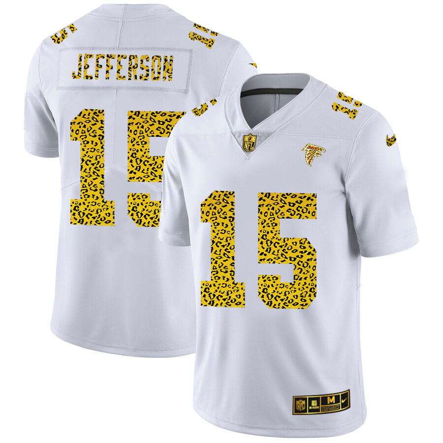 Atlanta Falcons #15 Van Jefferson Men's Flocked Leopard Print Vapor Limited Jersey White cheap jerseys for sale - CheapJerseys.Shop