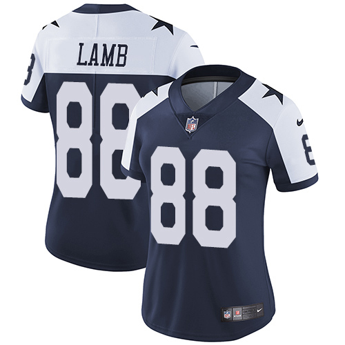 Cowboys #88 CeeDee Lamb Navy Blue Thanksgiving Women's Stitched Vapor Throwback Limited Jersey cheap jerseys for sale - CheapJerseys.Shop