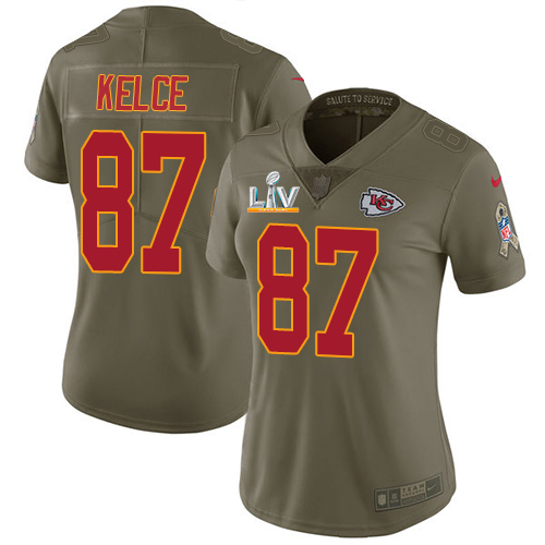 Chiefs #87 Travis Kelce Olive Women's Super Bowl LV Bound Stitched Limited 2017 Salute To Service Jersey cheap jerseys for sale - CheapJerseys.Shop
