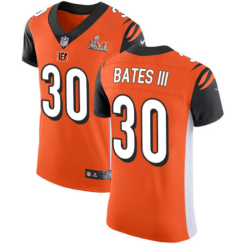 Bengals #30 Jessie Bates Orange Alternate Super Bowl LVI Patch Men's Stitched New Elite Jersey cheap jerseys for sale - CheapJerseys.Shop