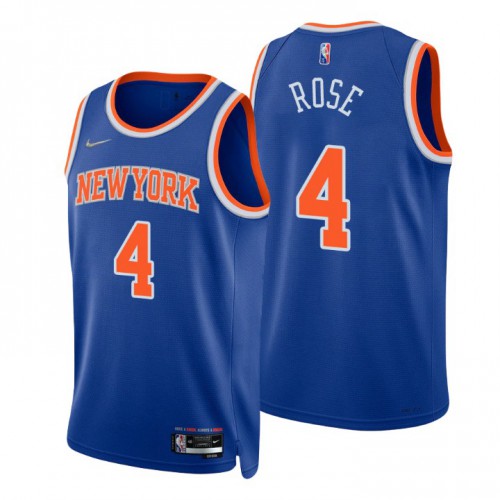 New York Knicks #4 Derrick Rose Blue Mens 2021-22 75th Anniversary Diamond Swingman Jersey - Icon Edition Mens cheap jerseys for sale - CheapJerseys.Shop