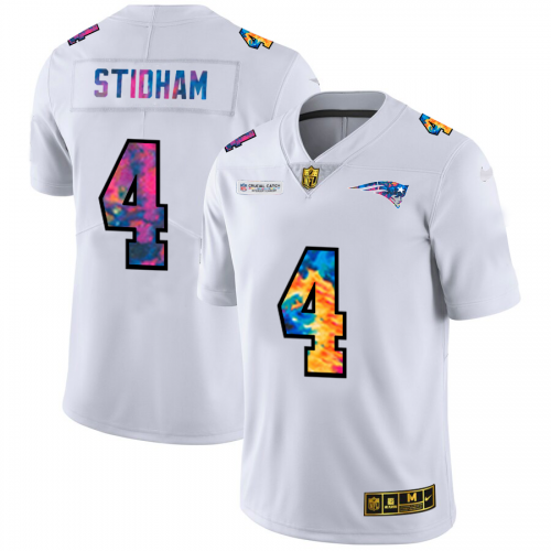 New England New England Patriots #4 Jarrett Stidham Men's White Multi-Color 2020 Crucial Catch Limited Jersey Men's cheap jerseys for sale - CheapJerseys.Shop