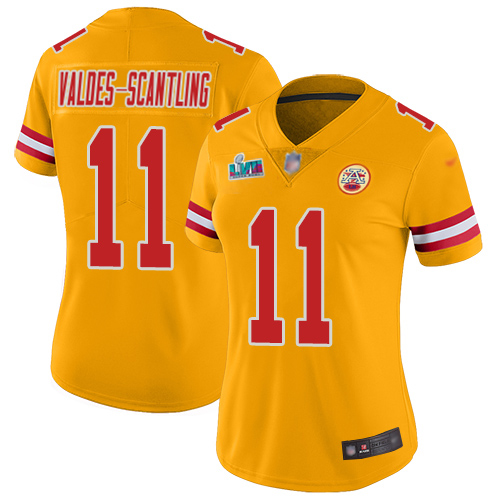 Chiefs #11 Marquez Valdes-Scantling Gold Super Bowl LVII Patch Women's Stitched Limited Inverted Legend Jersey cheap jerseys for sale - CheapJerseys.Shop