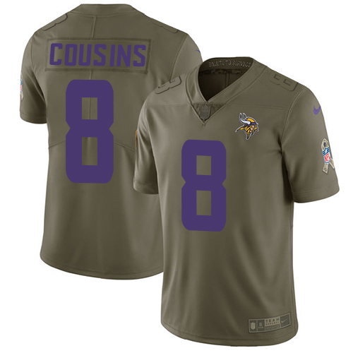 Vikings #8 Kirk Cousins Olive Youth Stitched Limited 2017 Salute To Service Jersey cheap jerseys for sale - CheapJerseys.Shop