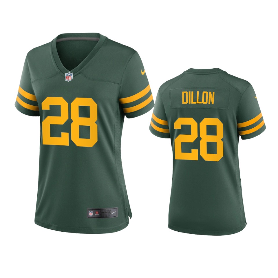 Green Bay Packers #28 A.J. Dillon Women's Alternate Game Player Jersey - Green cheap jerseys for sale - CheapJerseys.Shop