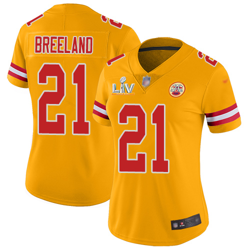 Kansas City Chiefs #21 Bashaud Breeland Gold Women's Super Bowl LV Bound Stitched Limited Inverted Legend Jersey Womens cheap jerseys for sale - CheapJerseys.Shop