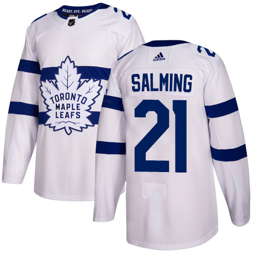 Maple Toronto Maple Leafs #21 Borje Salming White Authentic 2018 Stadium Series Stitched Jersey Men's cheap jerseys for sale - CheapJerseys.Shop