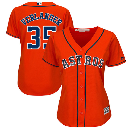 Houston Astros #35 Justin Verlander Orange Alternate Women's Stitched Jersey Womens cheap jerseys for sale - CheapJerseys.Shop