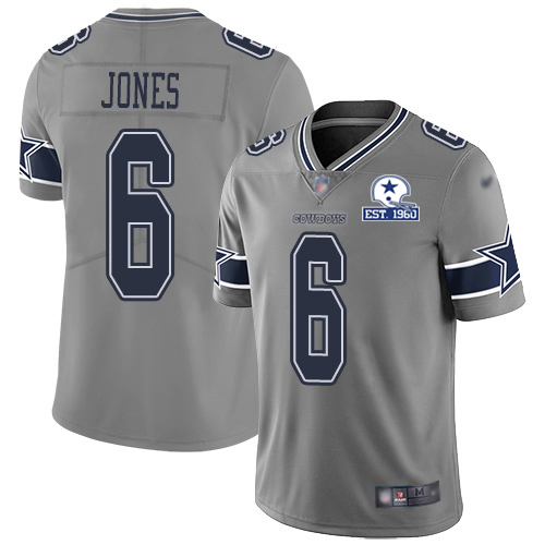 Dallas Cowboys #6 Chris Jones Gray Men's Stitched With Established In 1960 Patch Limited Inverted Legend Jersey Men's cheap jerseys for sale - CheapJerseys.Shop