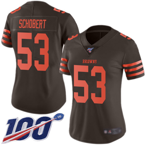 Cleveland Browns #53 Joe Schobert Brown Women's Stitched Limited Rush 100th Season Jersey Womens cheap jerseys for sale - CheapJerseys.Shop