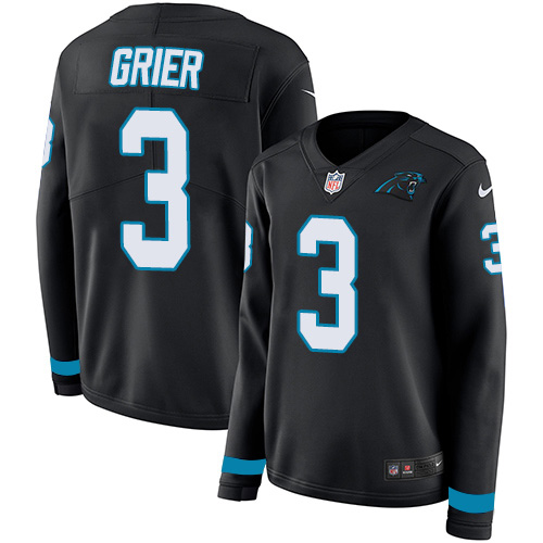 Carolina Panthers #3 Will Grier Black Team Color Women's Stitched Limited Therma Long Sleeve Jersey Womens cheap jerseys for sale - CheapJerseys.Shop