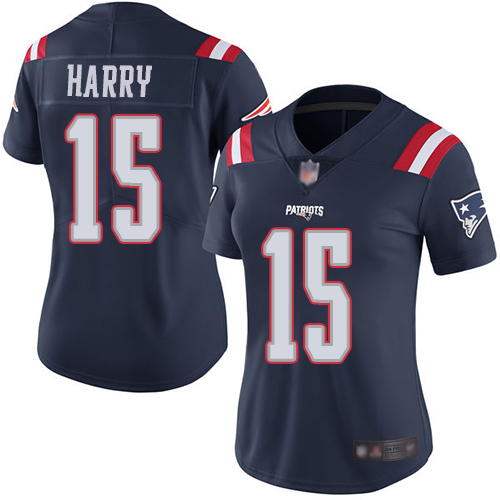New England Patriots #15 N'Keal Harry Navy Blue Women's Stitched Limited Rush Jersey Womens cheap jerseys for sale - CheapJerseys.Shop