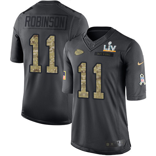 Kansas City Chiefs #11 Demarcus Robinson Black Men's Super Bowl LV Bound Stitched Limited 2016 Salute to Service Jersey Men's cheap jerseys for sale - CheapJerseys.Shop