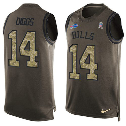 Bills #14 Stefon Diggs Green Men's Stitched Limited Salute To Service Tank Top Jersey cheap jerseys for sale - CheapJerseys.Shop