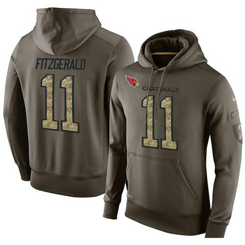 Men's Arizona Cardinals #11 Larry Fitzgerald Stitched Green Olive Salute To Service KO Performance Hoodie cheap jerseys for sale - CheapJerseys.Shop
