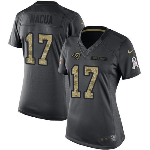 Rams #17 Puka Nacua Black Women's Stitched Limited 2016 Salute To Service Jersey cheap jerseys for sale - CheapJerseys.Shop