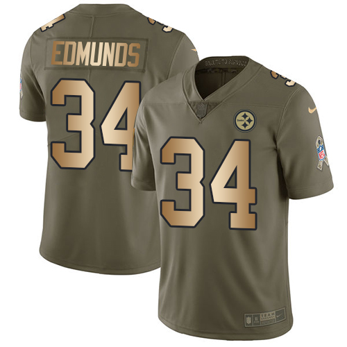 Pittsburgh Steelers #34 Terrell Edmunds Olive/Gold Men's Stitched Limited 2017 Salute To Service Jersey Men's cheap jerseys for sale - CheapJerseys.Shop