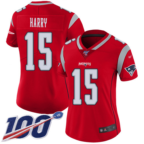 New England Patriots #15 N'Keal Harry Red Women's Stitched Limited Inverted Legend 100th Season Jersey Womens cheap jerseys for sale - CheapJerseys.Shop