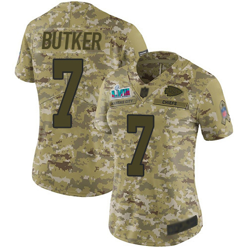 Chiefs #7 Harrison Butker Camo Super Bowl LVII Patch Women's Stitched Limited 2018 Salute To Service Jersey cheap jerseys for sale - CheapJerseys.Shop