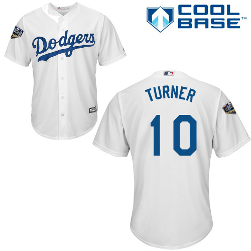 Los Angeles Dodgers #10 Justin Turner White Cool Base 2018 World Series Stitched Youth Jersey Youth cheap jerseys for sale - CheapJerseys.Shop