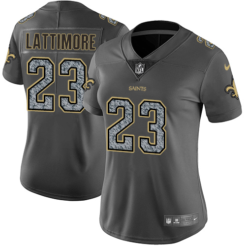 New Orleans Saints #23 Marshon Lattimore Gray Static Women's Stitched Vapor Untouchable Limited Jersey Womens cheap jerseys for sale - CheapJerseys.Shop