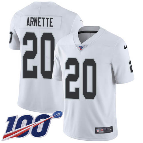 Las Vegas Raiders #20 Damon Arnette White Men's Stitched 100th Season Vapor Untouchable Limited Jersey Men's cheap jerseys for sale - CheapJerseys.Shop