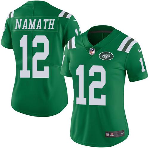 Jets #12 Joe Namath Green Women's Stitched Limited Rush Jersey cheap jerseys for sale - CheapJerseys.Shop