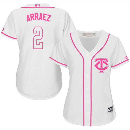 Minnesota Twins #2 Luis Arraez White/Pink Fashion Women's Stitched Jersey Womens cheap jerseys for sale - CheapJerseys.Shop