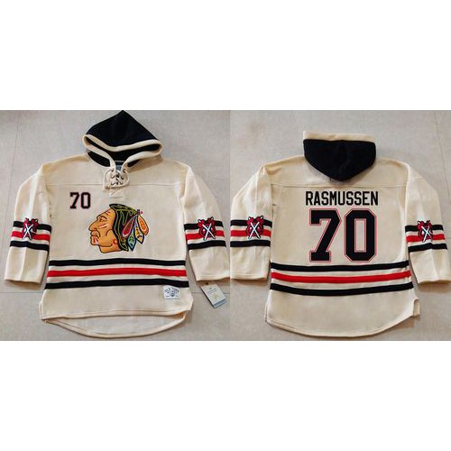 Chicago Blackhawks #70 Dennis Rasmussen Cream Heavyweight Pullover Hoodie Stitched Jersey Men's cheap jerseys for sale - CheapJerseys.Shop