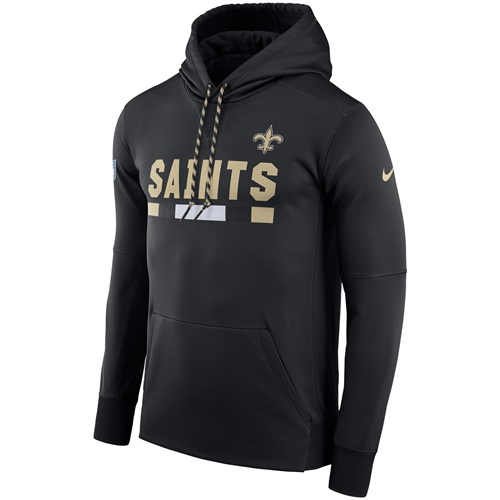 Men's New Orleans Saints Black Sideline ThermaFit Performance PO Hoodie cheap jerseys for sale - CheapJerseys.Shop