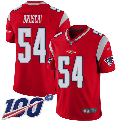 New England Patriots #54 Tedy Bruschi Red Men's Stitched Limited Inverted Legend 100th Season Jersey Men's cheap jerseys for sale - CheapJerseys.Shop