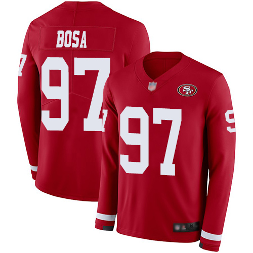 49ers #97 Nick Bosa Red Team Color Men's Stitched Limited Therma Long Sleeve Jersey cheap jerseys for sale - CheapJerseys.Shop