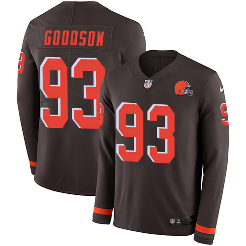 Cleveland Browns #93 B.J. Goodson Brown Team Color Men's Stitched Limited Therma Long Sleeve Jersey Men's cheap jerseys for sale - CheapJerseys.Shop