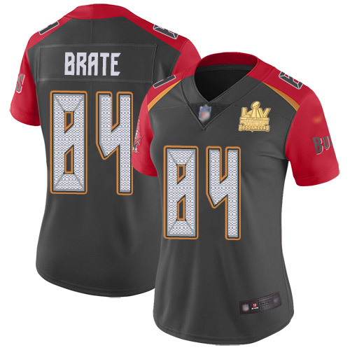 Tampa Bay Buccaneers #84 Cameron Brate Gray Women's Super Bowl LV Champions Patch Stitched Limited Inverted Legend Jersey Womens cheap jerseys for sale - CheapJerseys.Shop