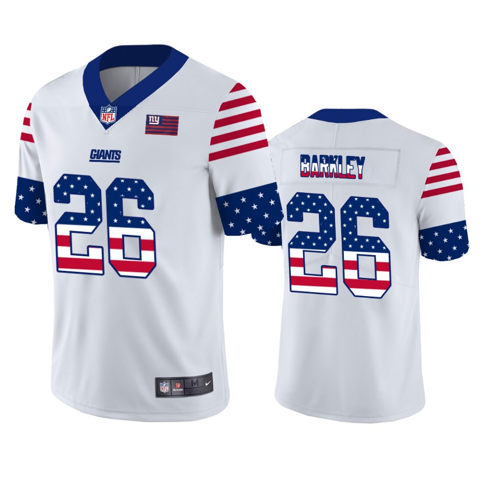 New York Giants #26 Saquon Barkley White Men's Team Logo USA Flag Vapor Untouchable Limited Jersey cheap jerseys for sale - CheapJerseys.Shop