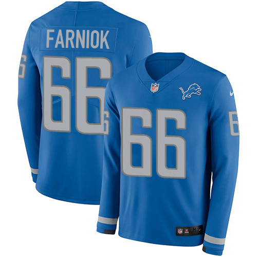 Lions #66 Matt Farniok Blue Team Color Men's Stitched Limited Therma Long Sleeve Jersey cheap jerseys for sale - CheapJerseys.Shop