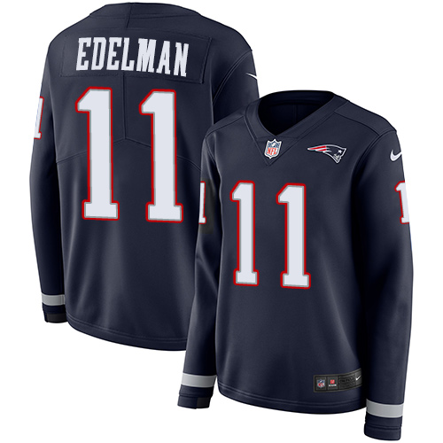 Patriots #11 Julian Edelman Navy Blue Team Color Women's Stitched Limited Therma Long Sleeve Jersey cheap jerseys for sale - CheapJerseys.Shop
