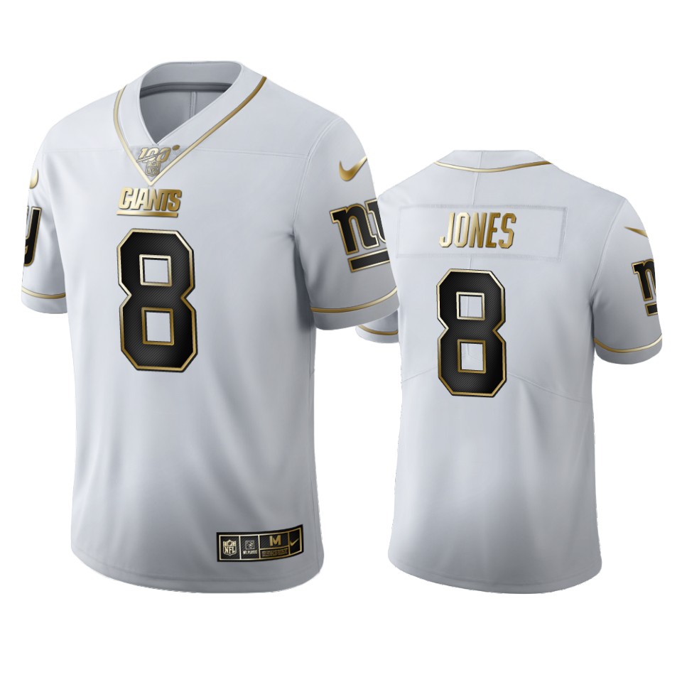New York Giants #8 Daniel Jones Men's White Golden Edition Vapor Limited 100 Jersey cheap jerseys for sale - CheapJerseys.Shop