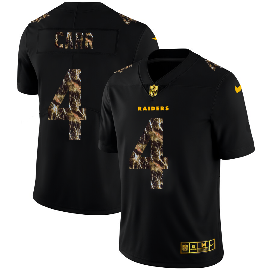 Las Vegas Raiders #4 Derek Carr Men's Black Flocked Lightning Vapor Limited Jersey cheap jerseys for sale - CheapJerseys.Shop