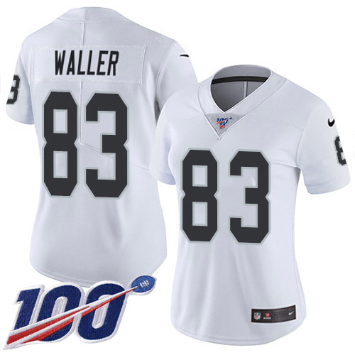 Raiders #83 Darren Waller White Women's Stitched 100th Season Vapor Limited Jersey cheap jerseys for sale - CheapJerseys.Shop