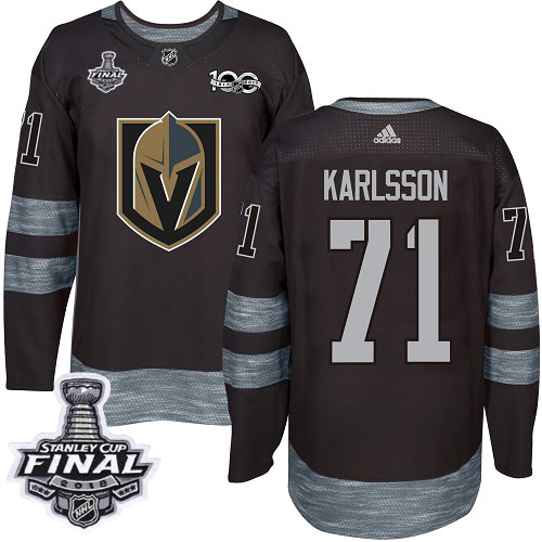 Golden Vegas Golden Knights #71 William Karlsson Black 1917-2017 100th Anniversary 2018 Stanley Cup Final Stitched Jersey Men's cheap jerseys for sale - CheapJerseys.Shop