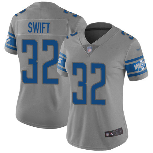 Detroit Lions #32 D'Andre Swift Gray Women's Stitched Limited Inverted Legend Jersey Womens cheap jerseys for sale - CheapJerseys.Shop