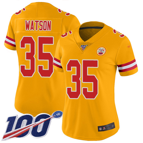 Chiefs #35 Jaylen Watson Gold Women's Stitched Limited Inverted Legend 100th Season Jersey cheap jerseys for sale - CheapJerseys.Shop