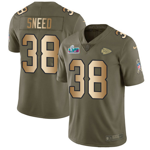 Chiefs #38 L'Jarius Sneed Olive/Gold Super Bowl LVII Patch Men's Stitched Limited 2017 Salute To Service Jersey cheap jerseys for sale - CheapJerseys.Shop