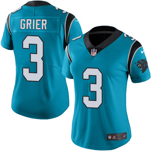 Carolina Panthers #3 Will Grier Blue Women's Stitched Limited Rush Jersey Womens cheap jerseys for sale - CheapJerseys.Shop