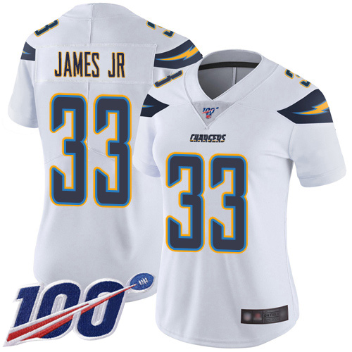Chargers #33 Derwin James Jr White Women's Stitched 100th Season Vapor Limited Jersey cheap jerseys for sale - CheapJerseys.Shop