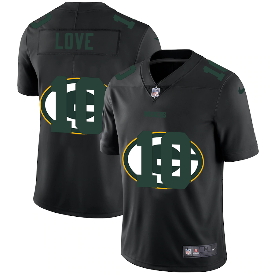 Green Bay Packers #10 Jordan Love Men's Team Logo Dual Overlap Limited Jersey Black cheap jerseys for sale - CheapJerseys.Shop